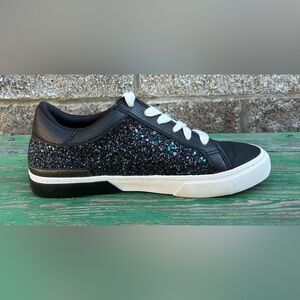 A New Day Maddison Womens Lace Up Glitter Athletic Sneakers Shoes 8.5 Black
